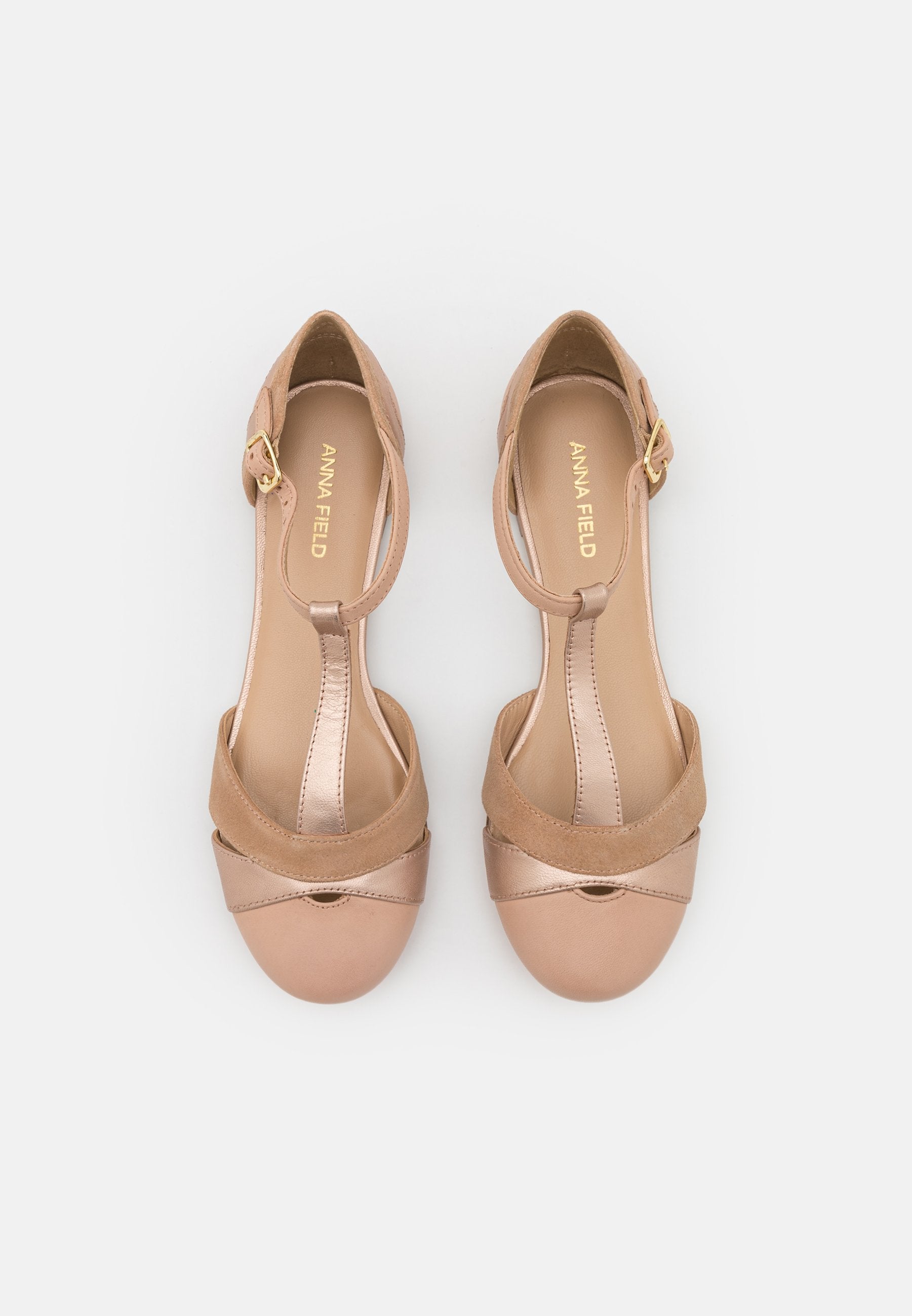 Anna Field Leather- Ankle Strap Ballet Pumps - Beige