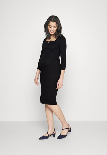  Notch Neckline Midi Dress - Jersey Dress