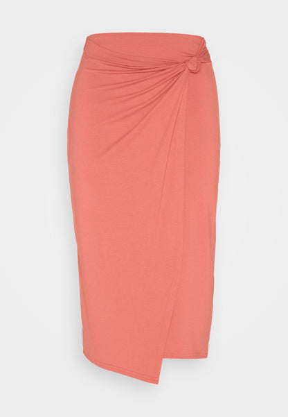 Anna Field Front Knot Midi Skirt - Pencil Skirt - Red