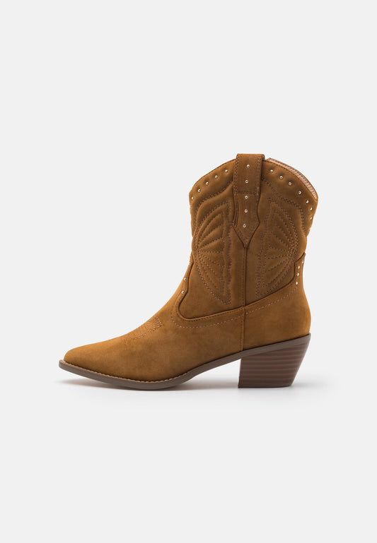 Anna Field Cowboy/biker Ankle Boot - Cognac
