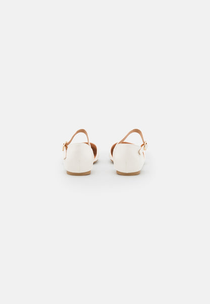  Ankle Strap Ballet Pumps - White