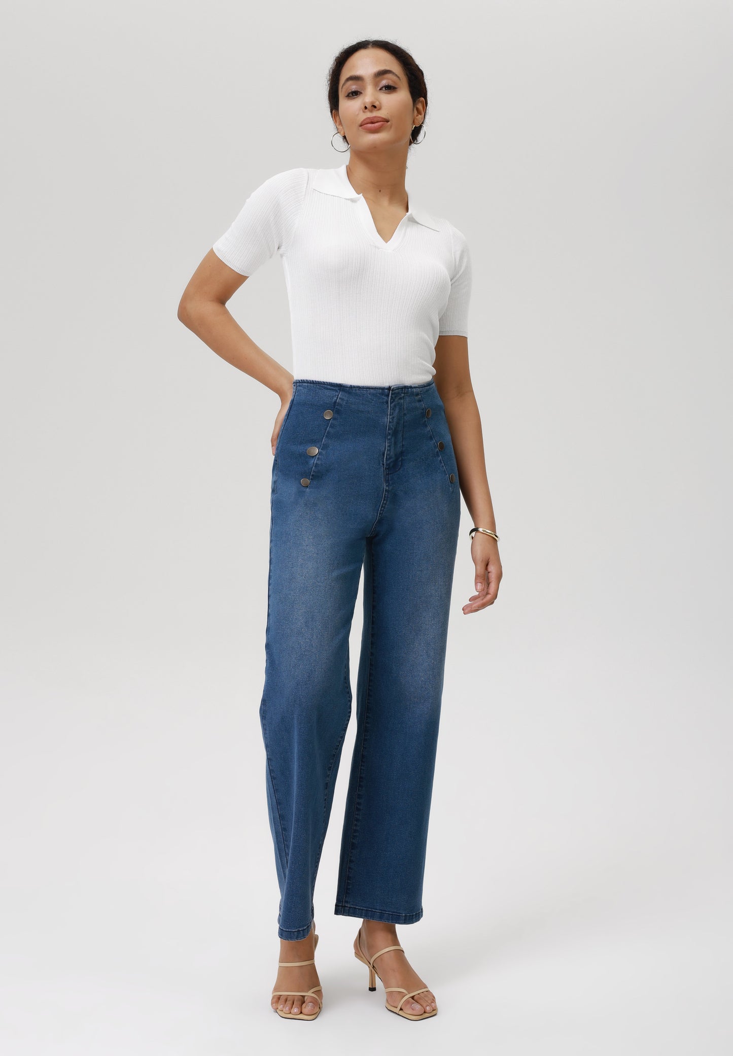 Anna Field Straight Leg Jeans - Mid Blue Wash