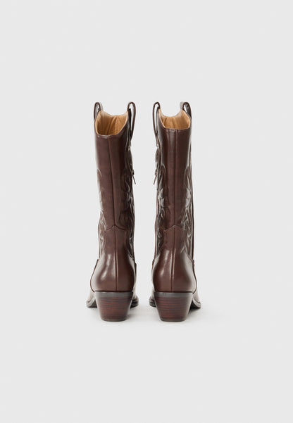 Anna Field Cowboy/Biker Boots - Brown