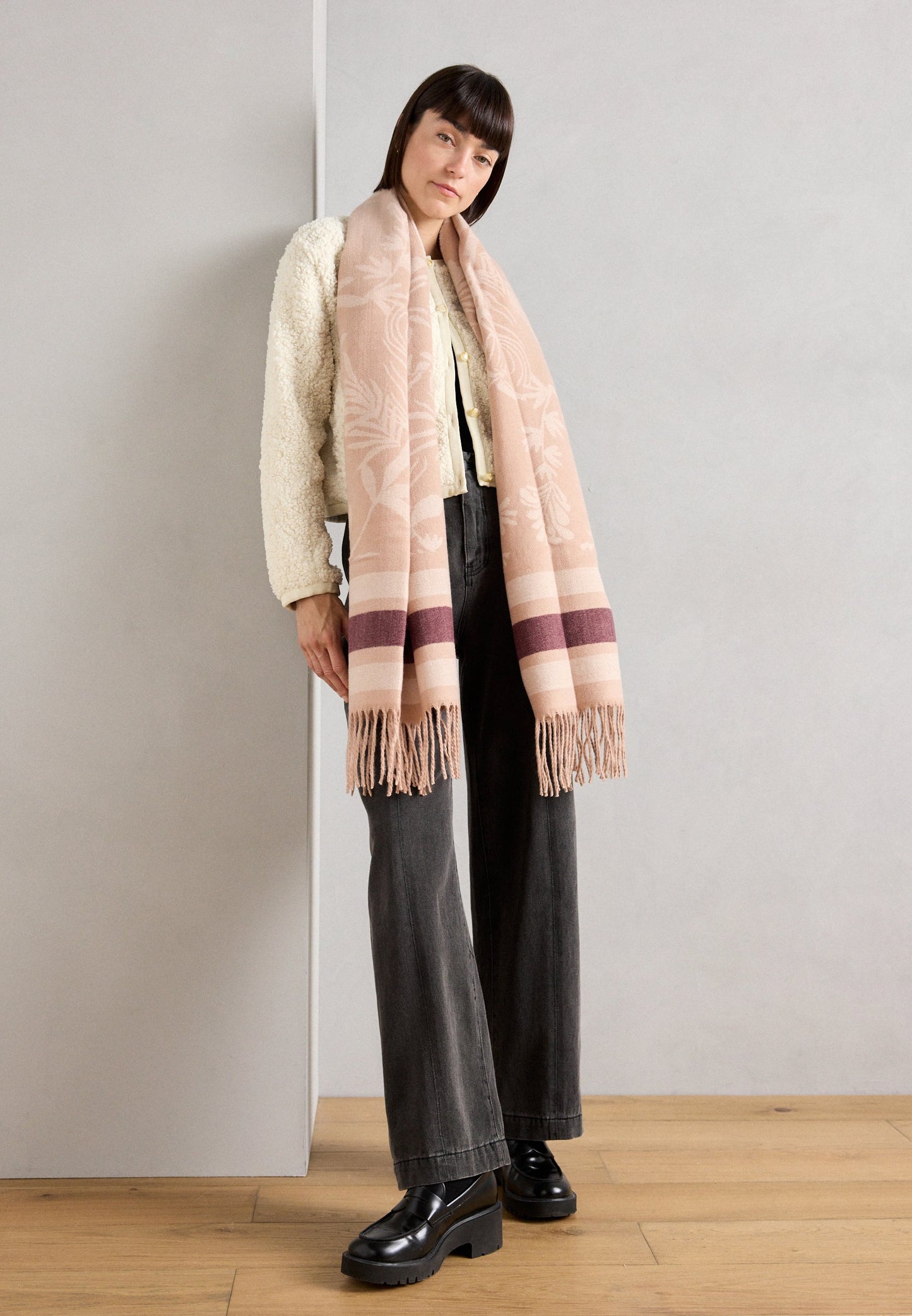 Anna Field Scarf - Nude/wine Red
