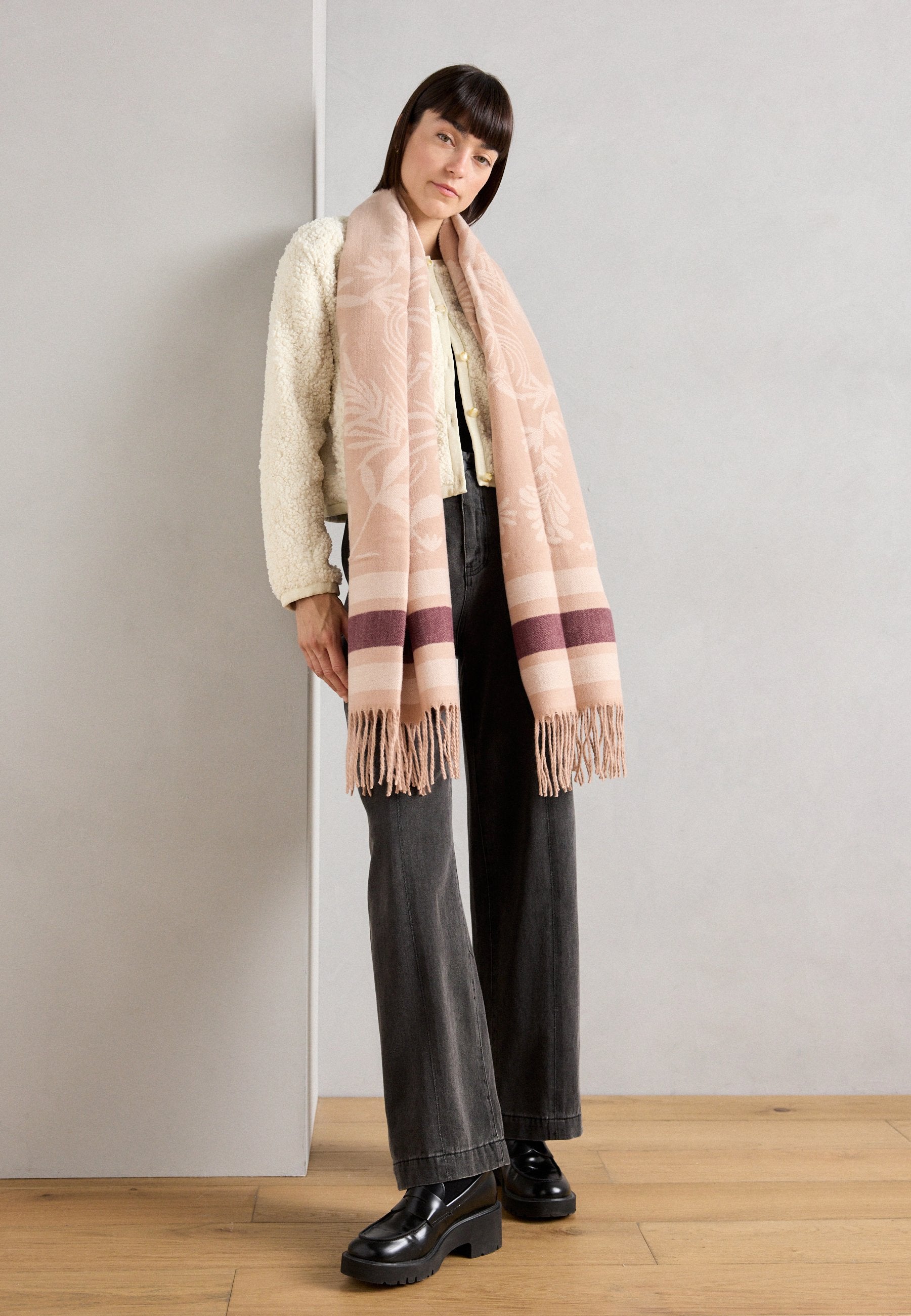 Anna Field Scarf - Nude/wine Red