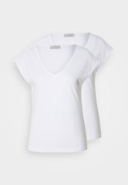 Anna Field 2 PACK - Basic T-shirt - Off-white/bordeaux