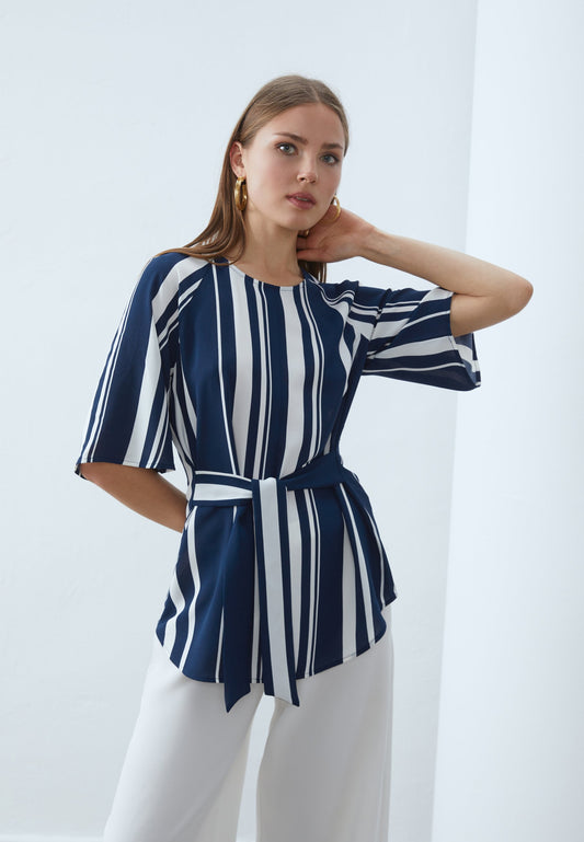 Anna Field Tunic - Blue/white