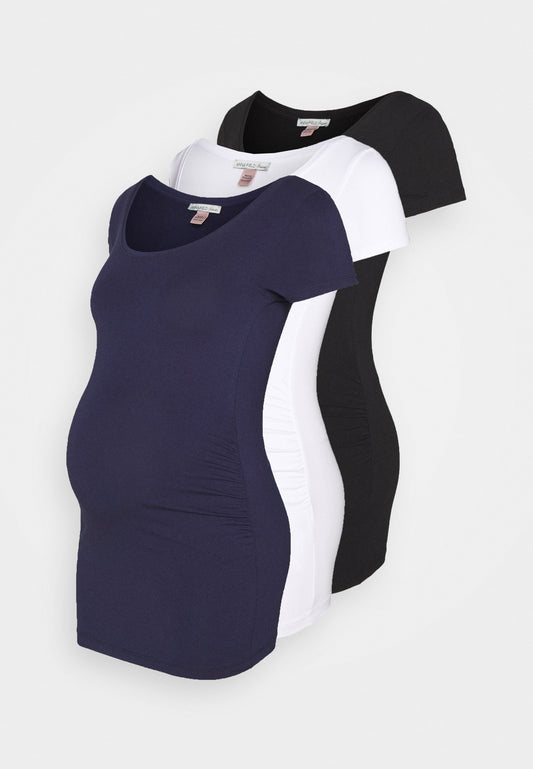  3Er Pack - Basic T-Shirt - White/Dark Blue/Black