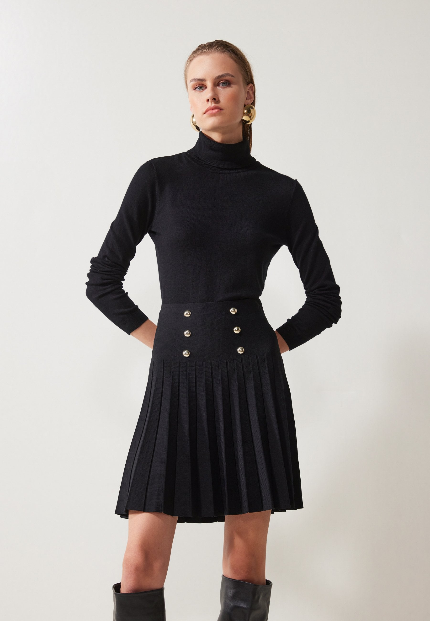 Anna Field MINI SKIRT WITH BUTTONS - A-line Skirt - Black