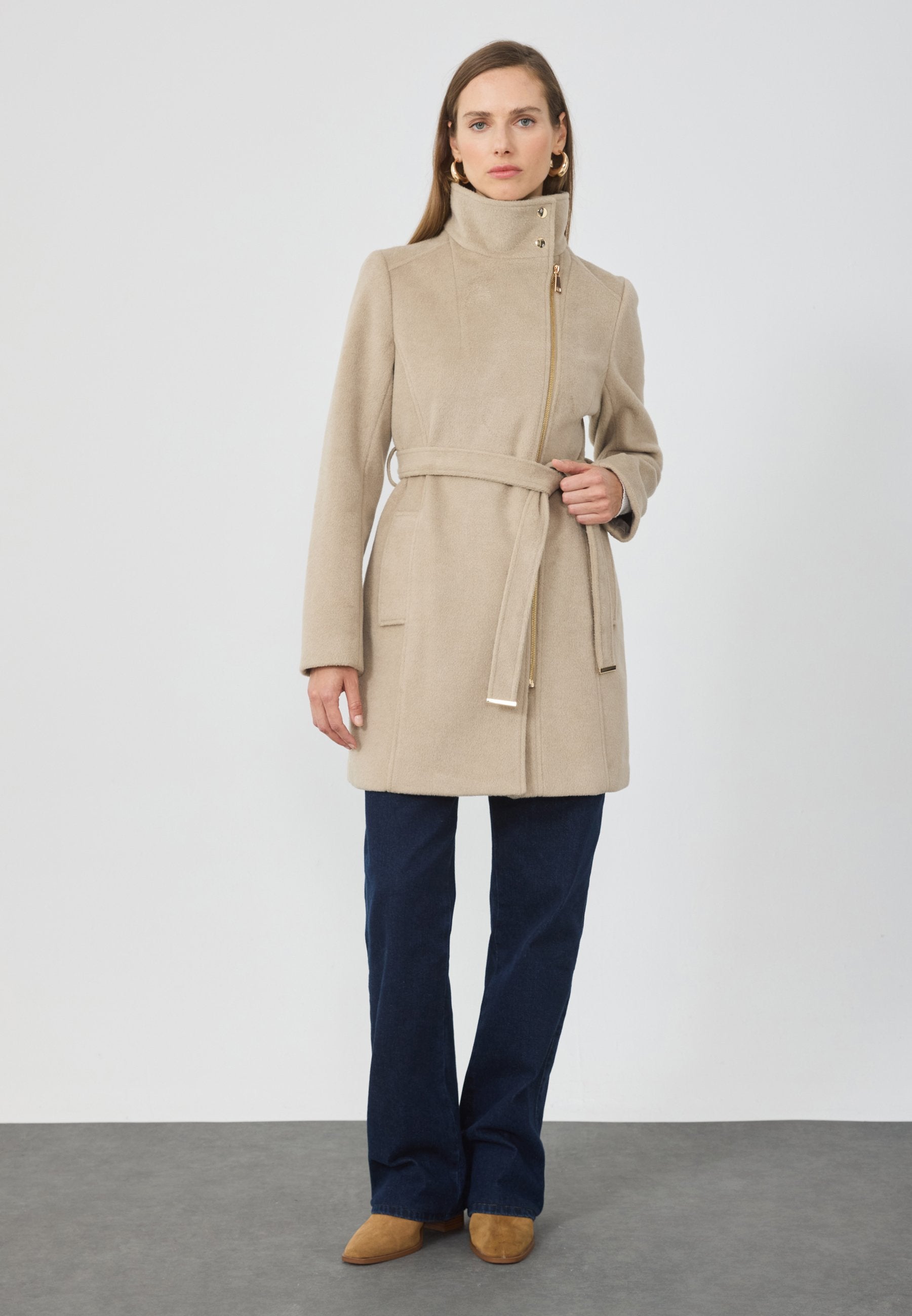 Anna Field Short Coat - Stone