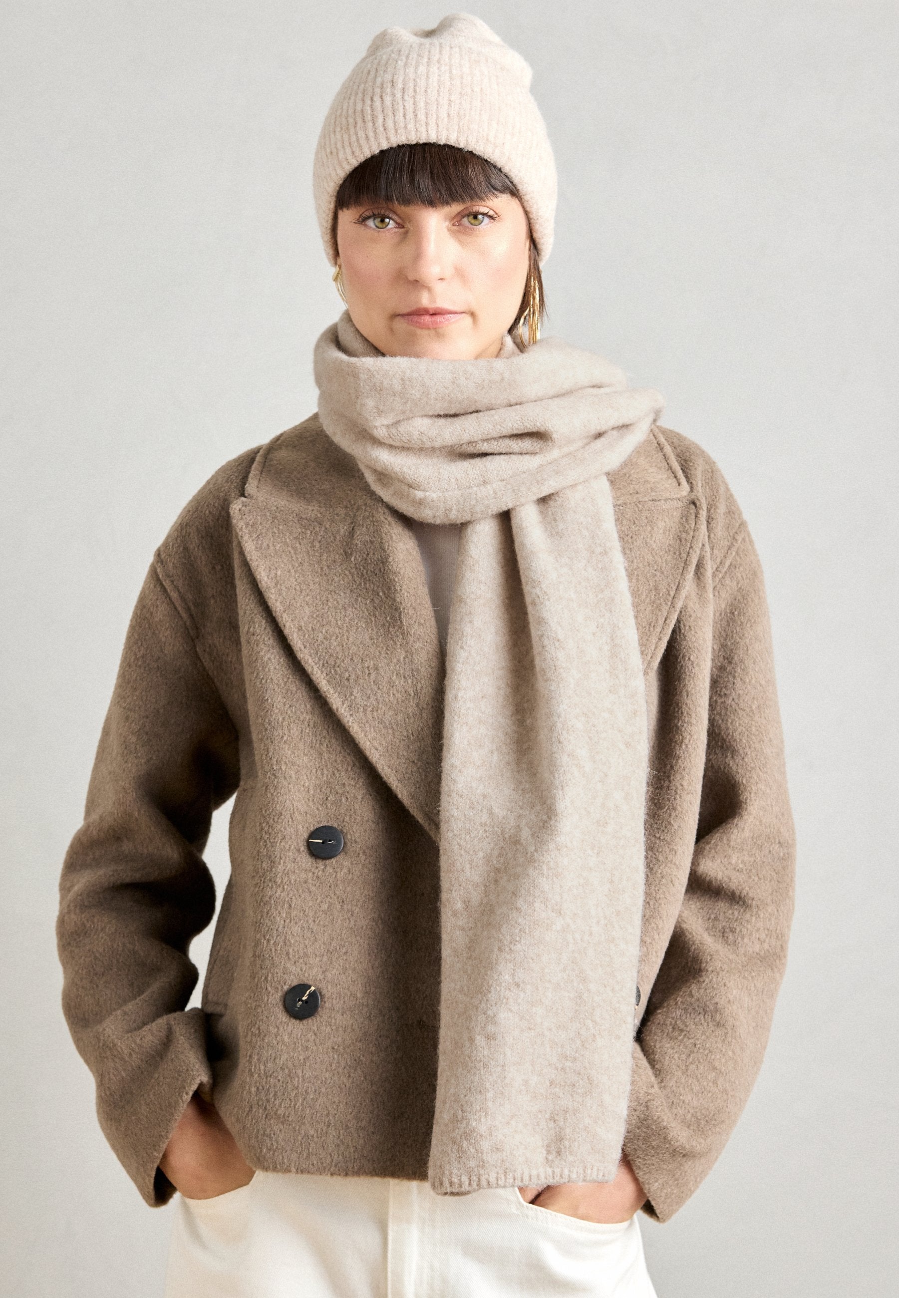 Anna Field SET - Beanie - Beige/nut