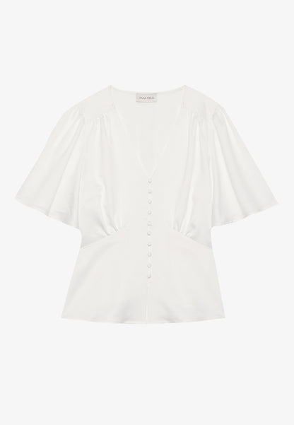 Anna Field Button-down Blouse - Cloud Dancer