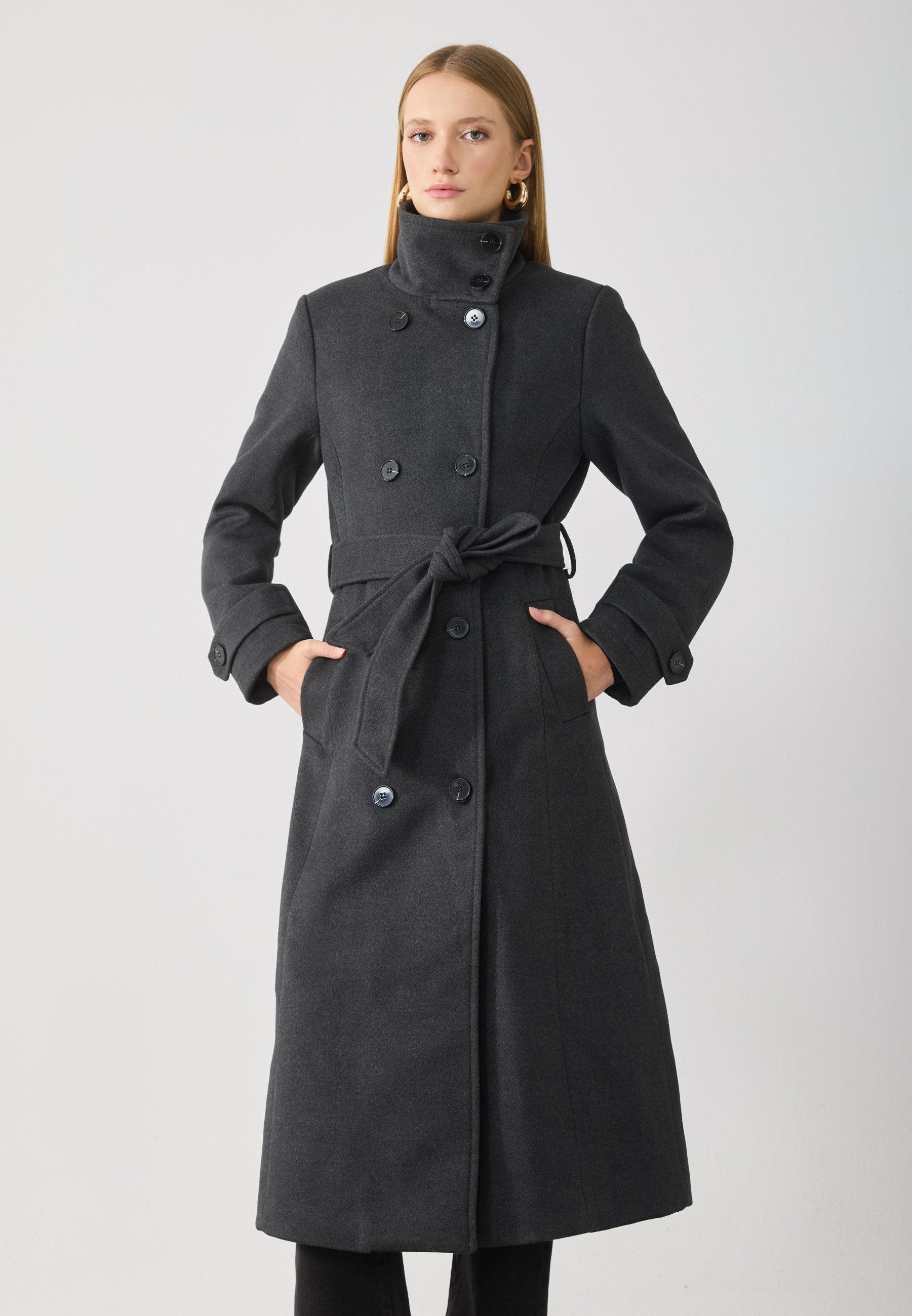 Anna Field Classic Coat - Dark Grey