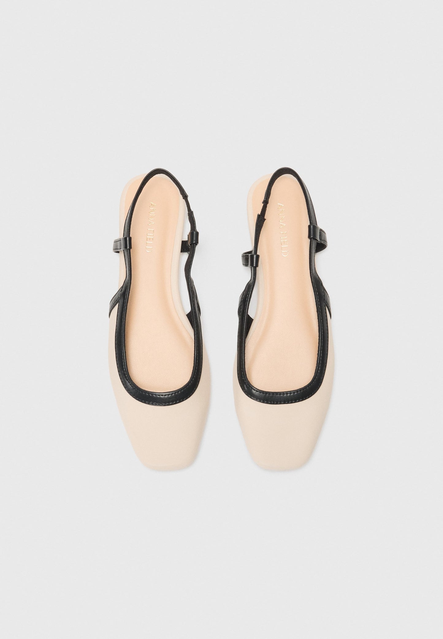 Anna Field Slingback Ballet Pumps - Off White/black