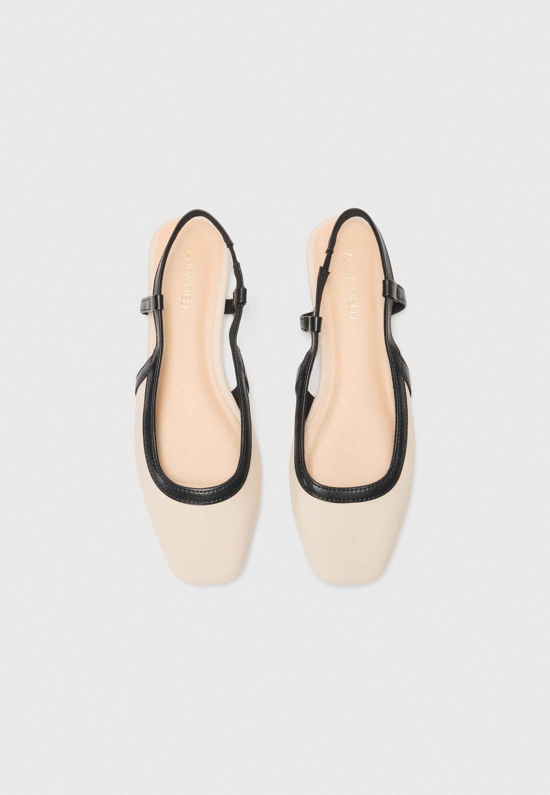 Anna Field Slingback Ballet Pumps - Off White/black