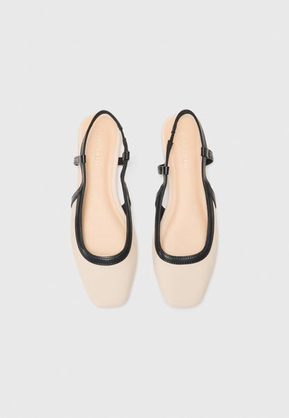 Anna Field Slingback Ballet Pumps - Off White/black