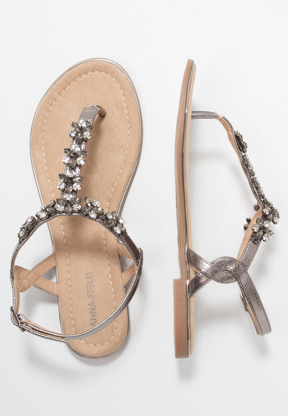 Anna Field T-Bar Sandals - Gunmetall