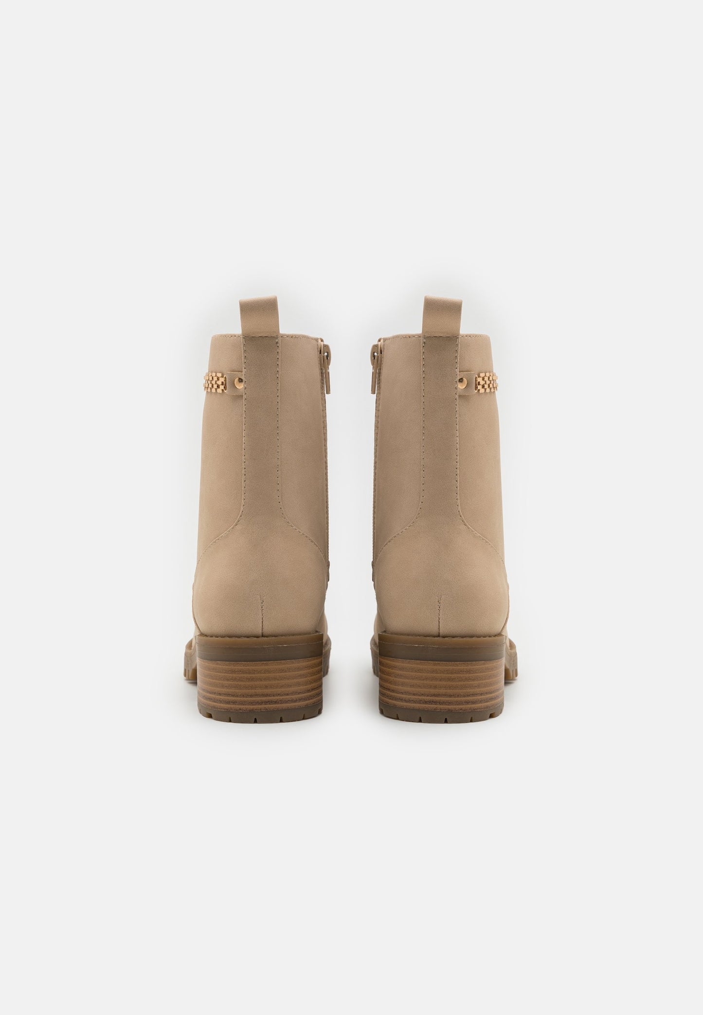  Lace-Up Ankle Boots - Beige