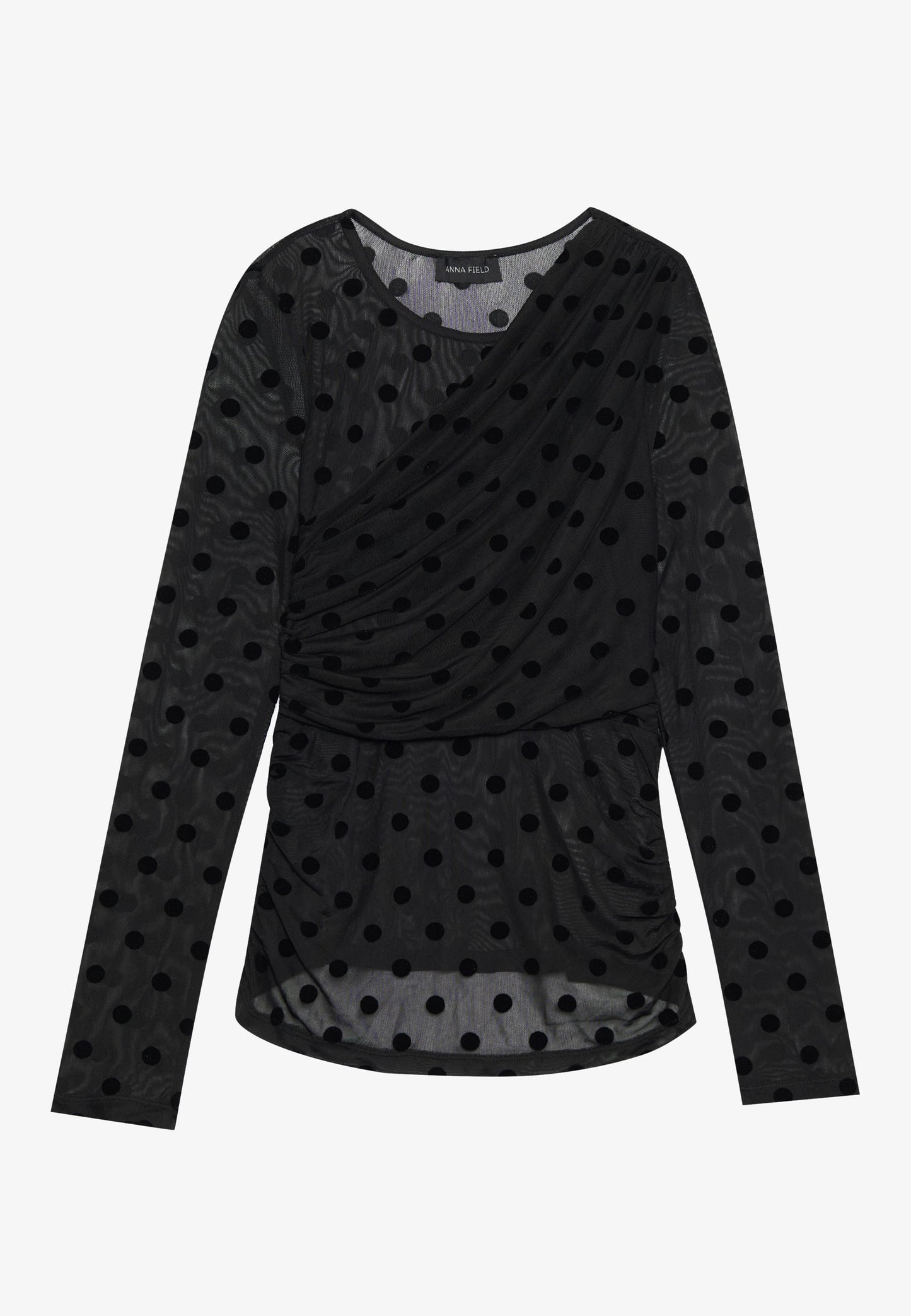 Anna Field MESH TOP WITH DOTS - Long Sleeved Top - Black