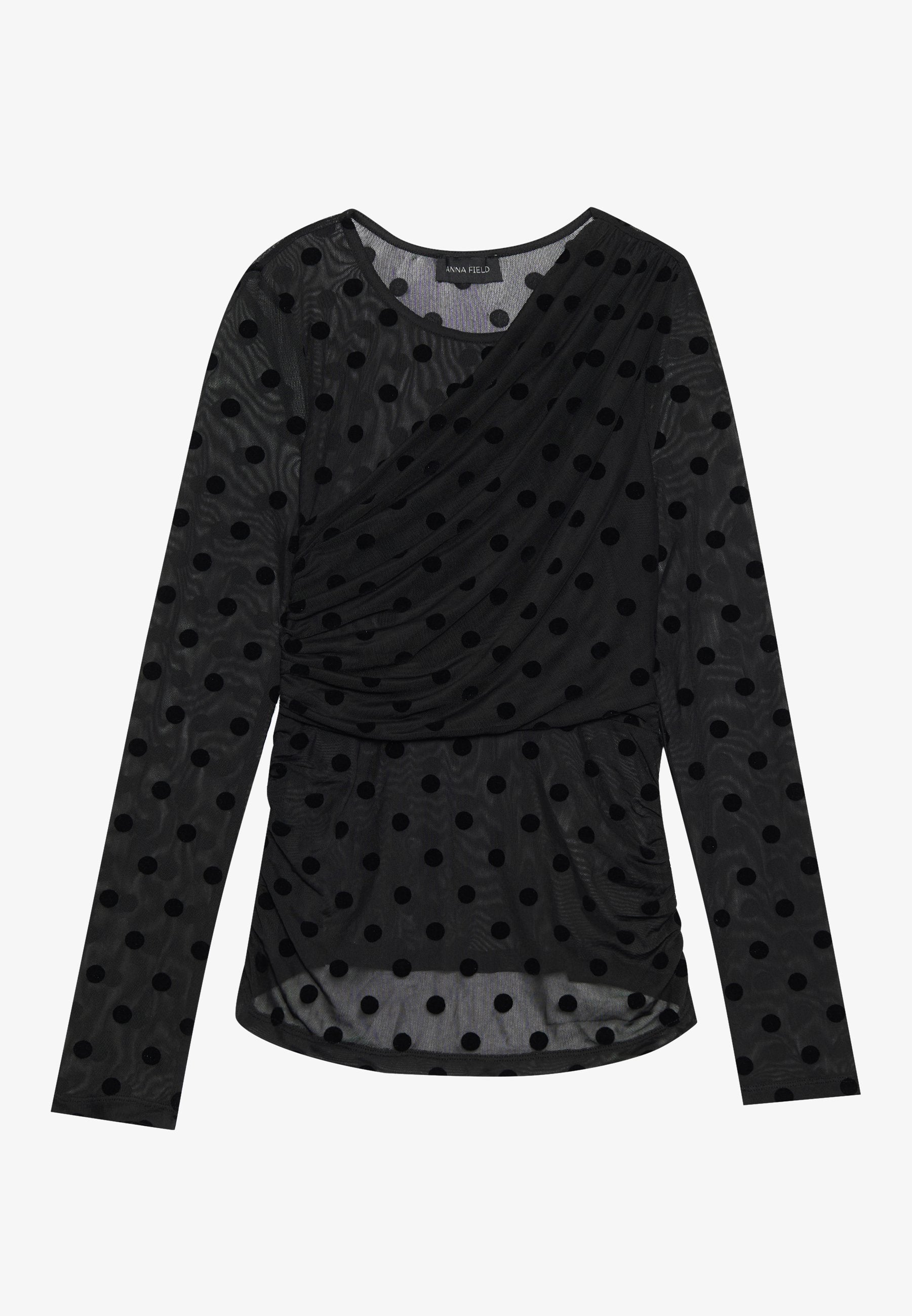 Anna Field MESH TOP WITH DOTS - Long Sleeved Top - Black