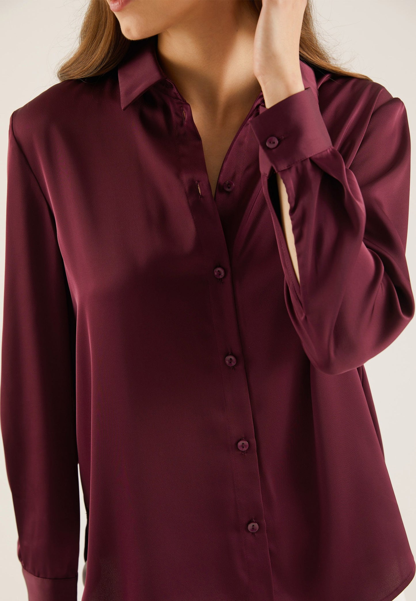 Anna Field Button-down Blouse - Dark Purple