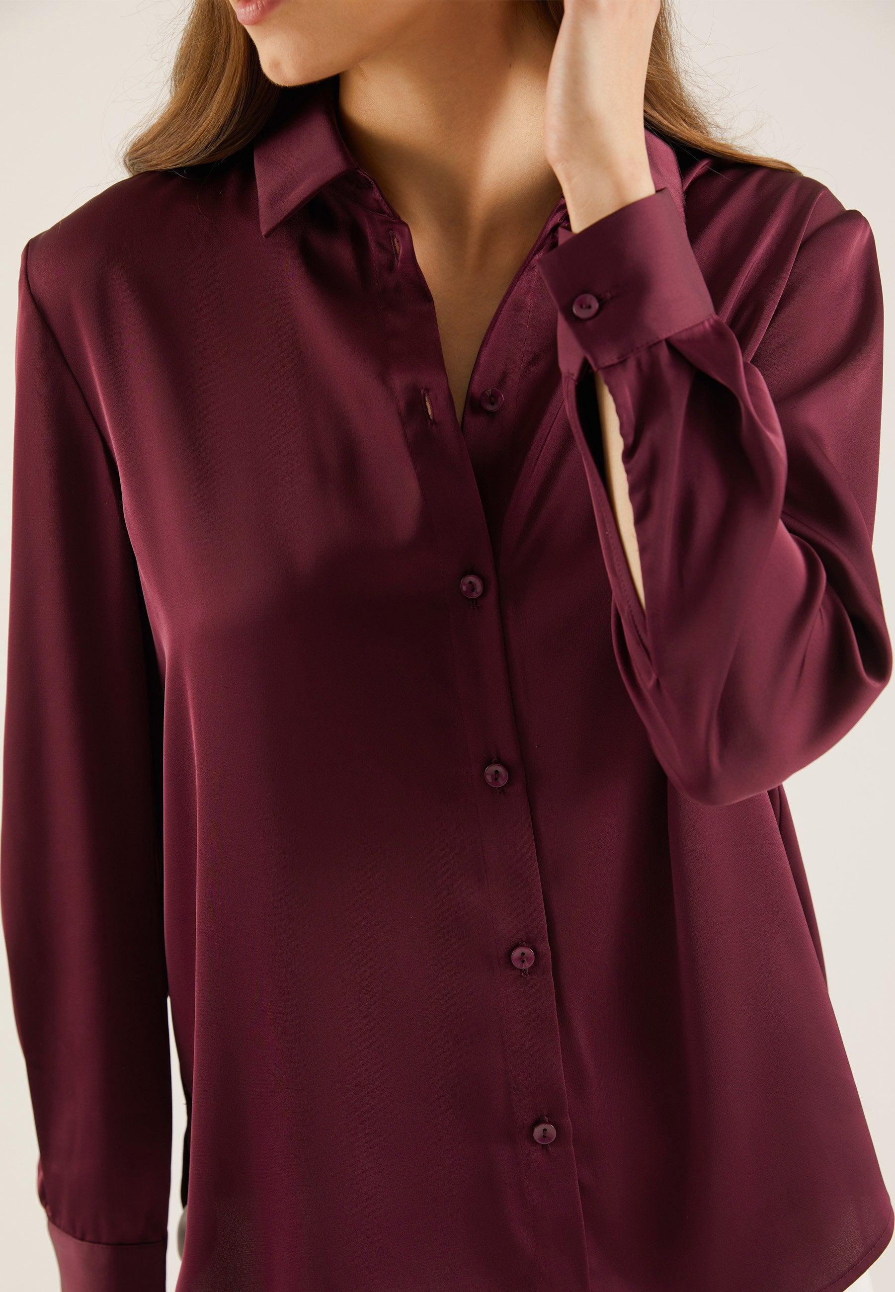 Anna Field Button-down Blouse - Dark Purple