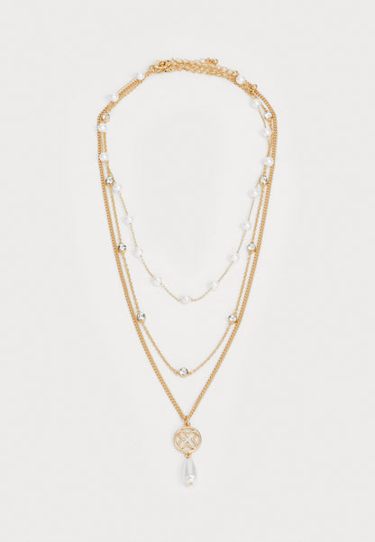 Anna Field 3 PACK - Necklace - Shiny Gold-coloured