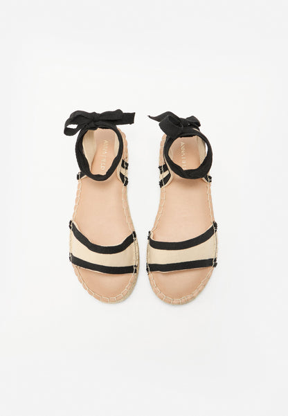  Ankle Cuff Sandals - Beige/black