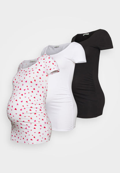  3Pack - Print T-Shirt - White/White /Black