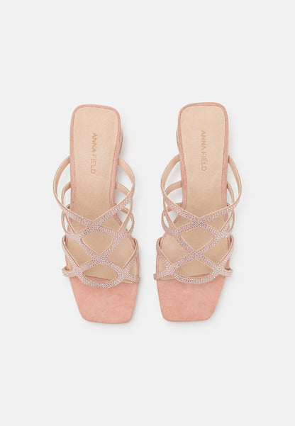 Anna Field Leather- Heeled Mules - Light Pink