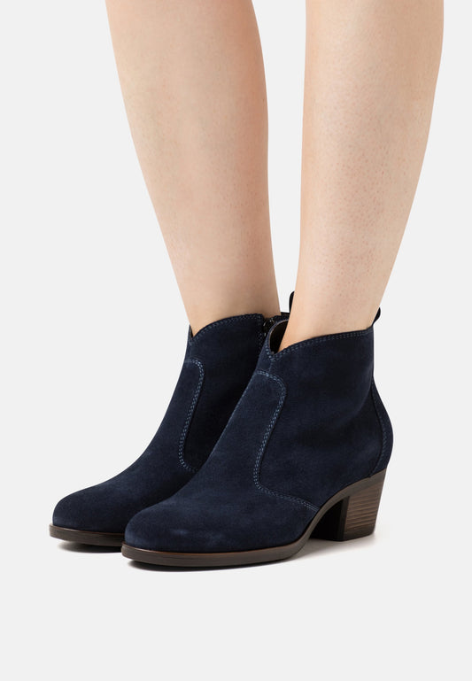  Leather - Cowboy/Biker Ankle Boot - Dark Blue