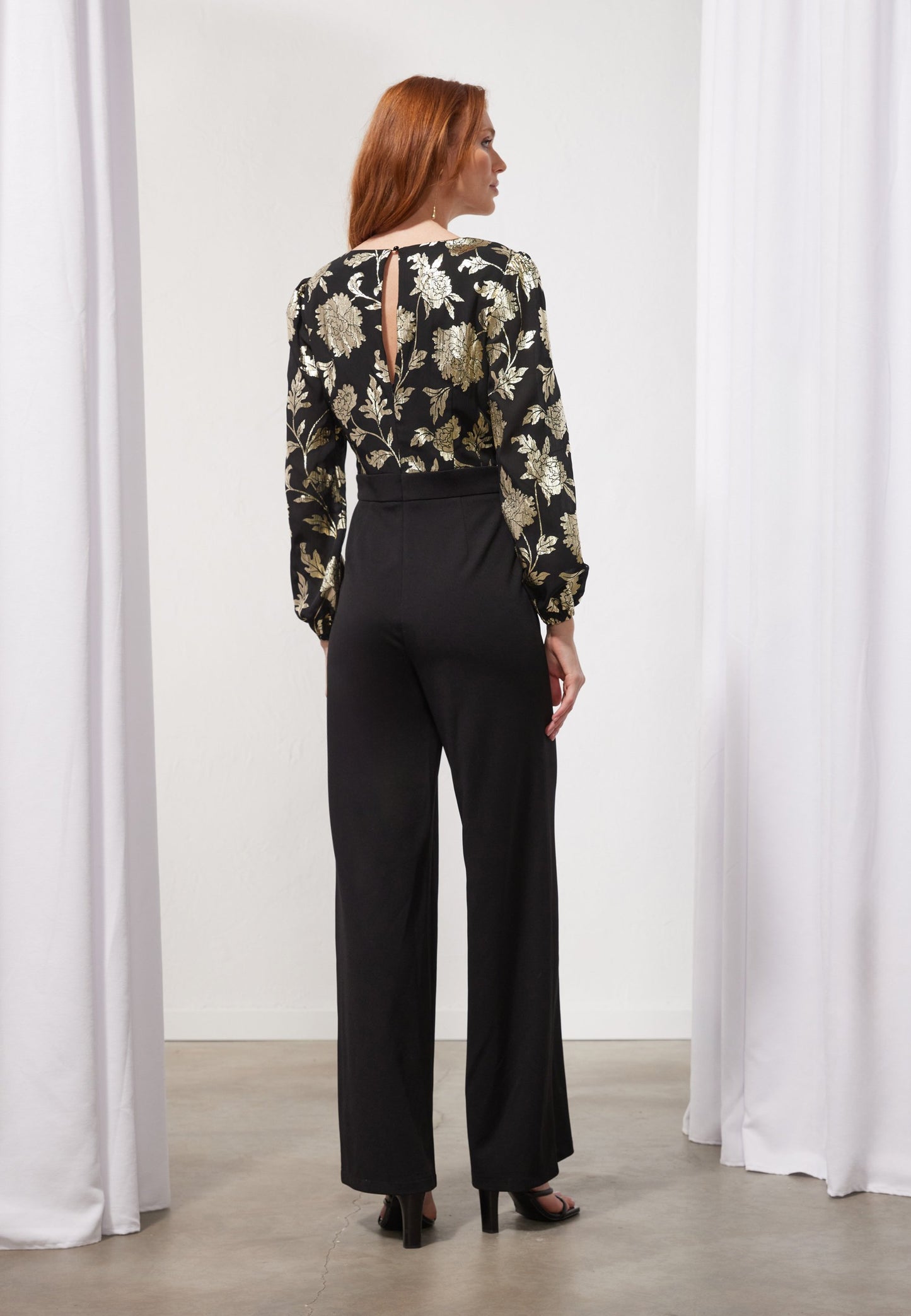 Anna Field GOLD FOIL TOP - Jumpsuit - Black/gold