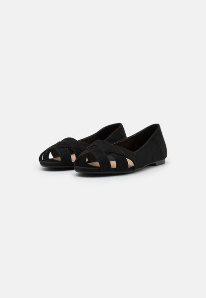 Anna Field Peeptoe Ballet Pumps - Black