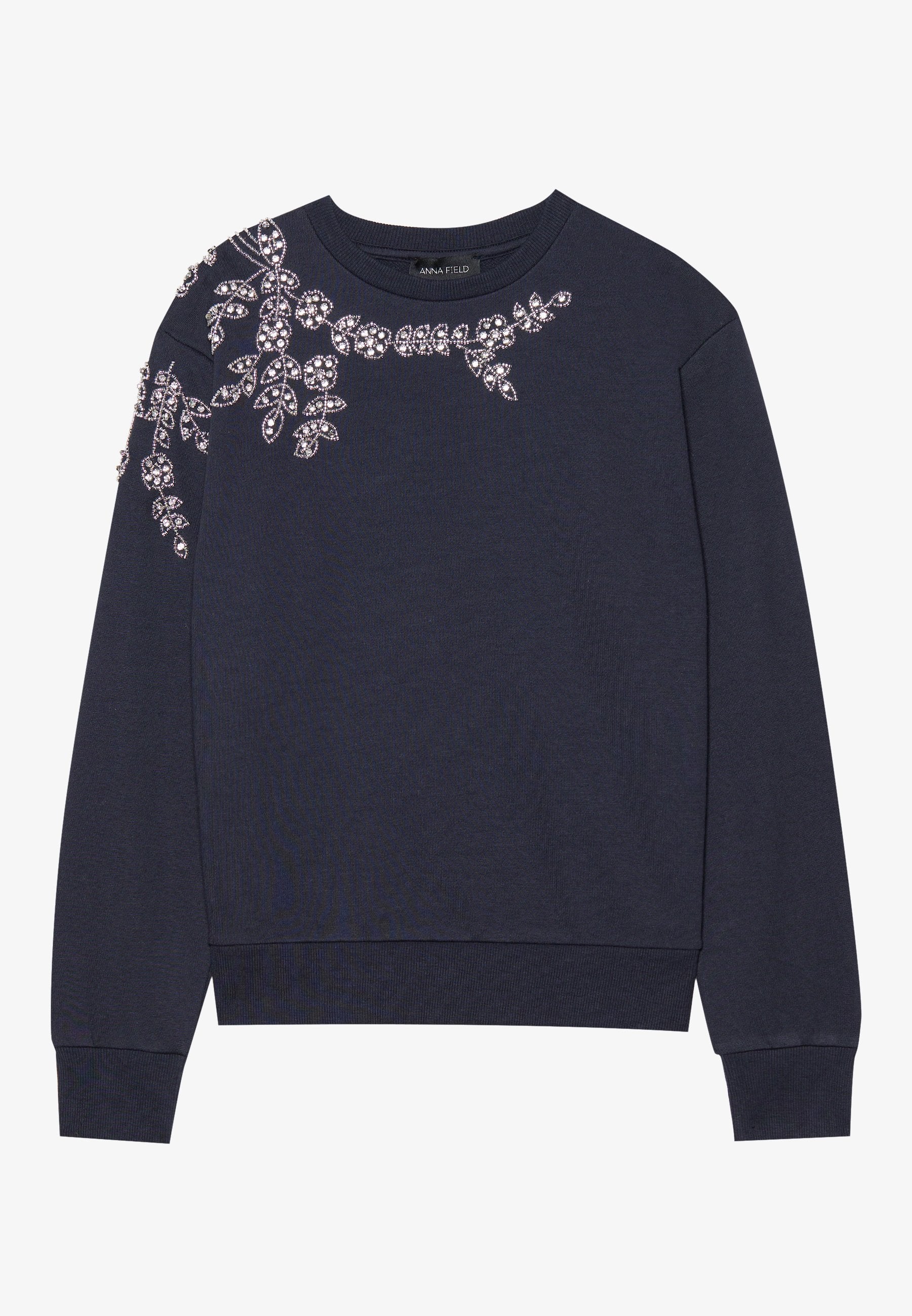 Anna Field RHINESTONE FLOWER SWEATER - Sweatshirt - Dark Blue