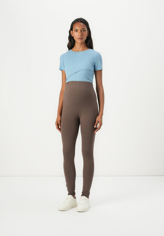  2 PACK - Leggings - Trousers - Black/mottled Dark Brown