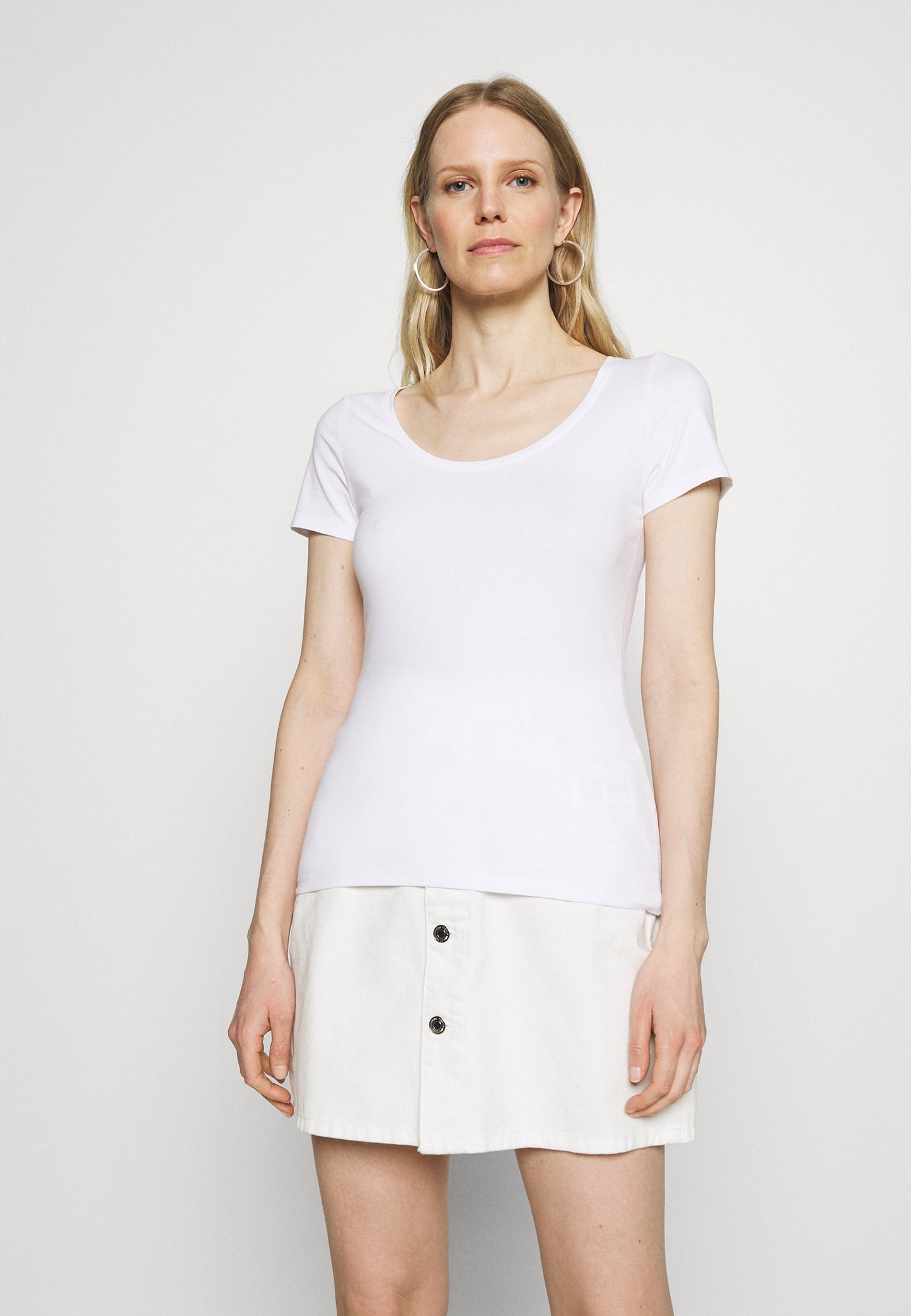 Anna Field 3 Pack - Basic T-Shirt - White/Mottled Light Grey/Light Green