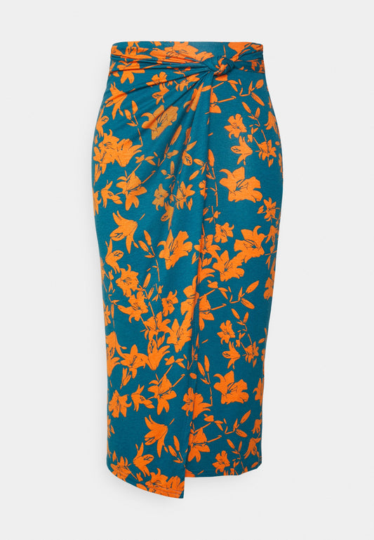 Anna Field Front Knot Midi Skirt - Pencil Skirt - Blue