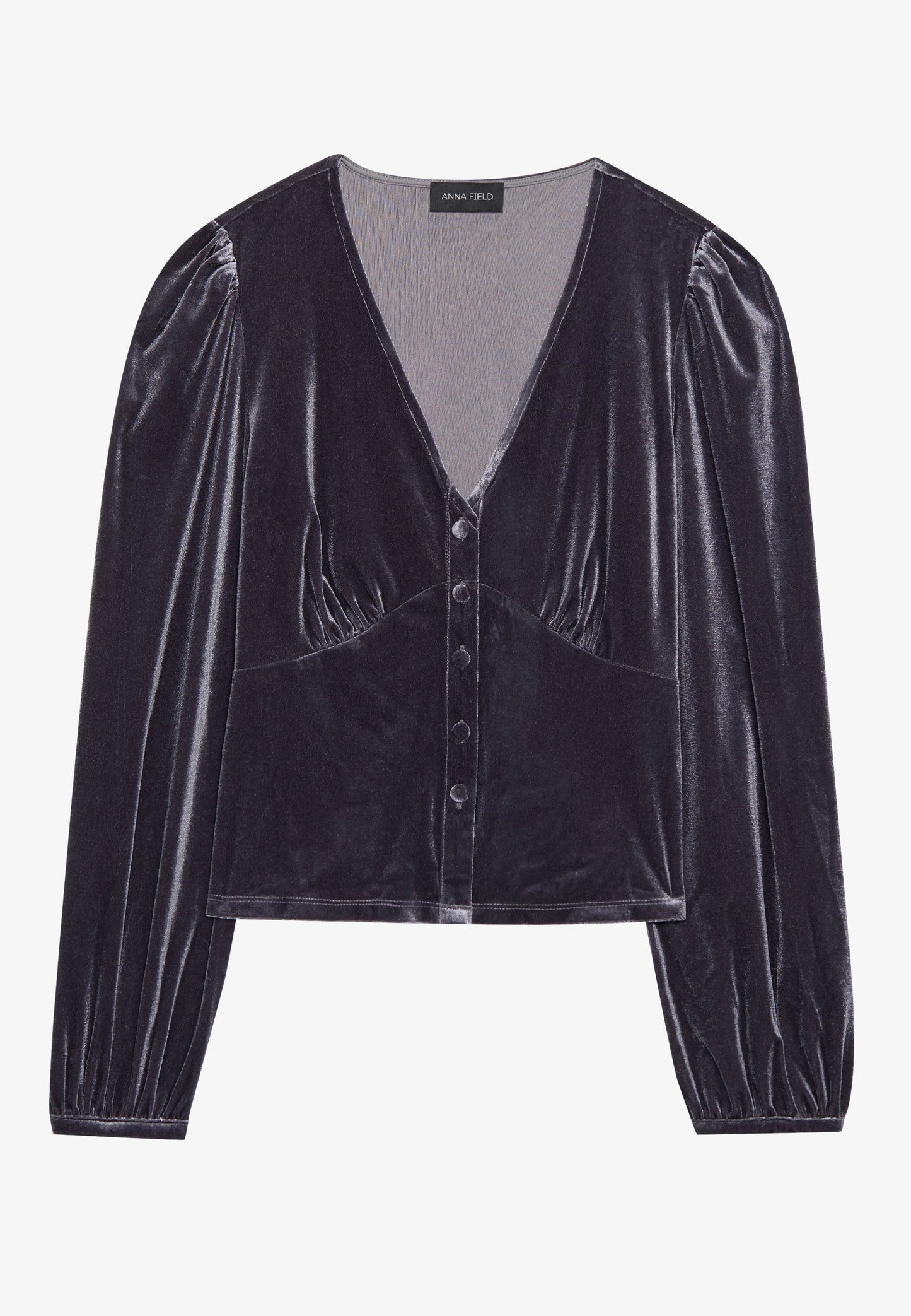 Anna Field VELVET TOP - Blouse - Dark Grey