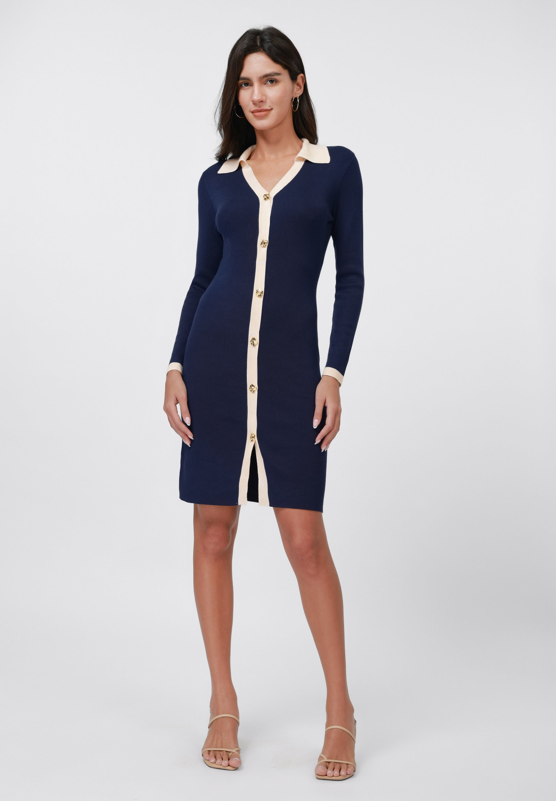 Anna Field Jumper Dress - Navy/ivory