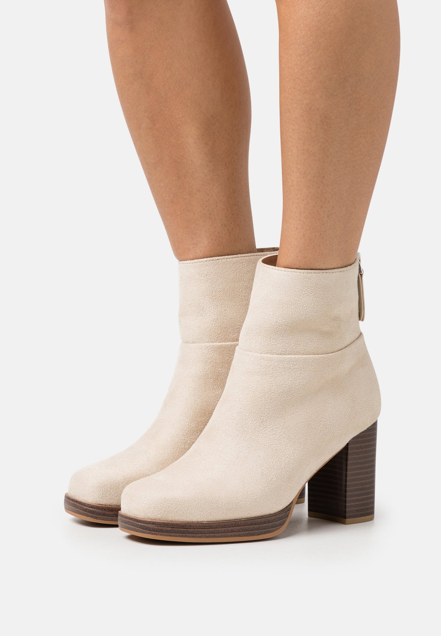  Wide Fit - Platform Ankle Boots - Beige