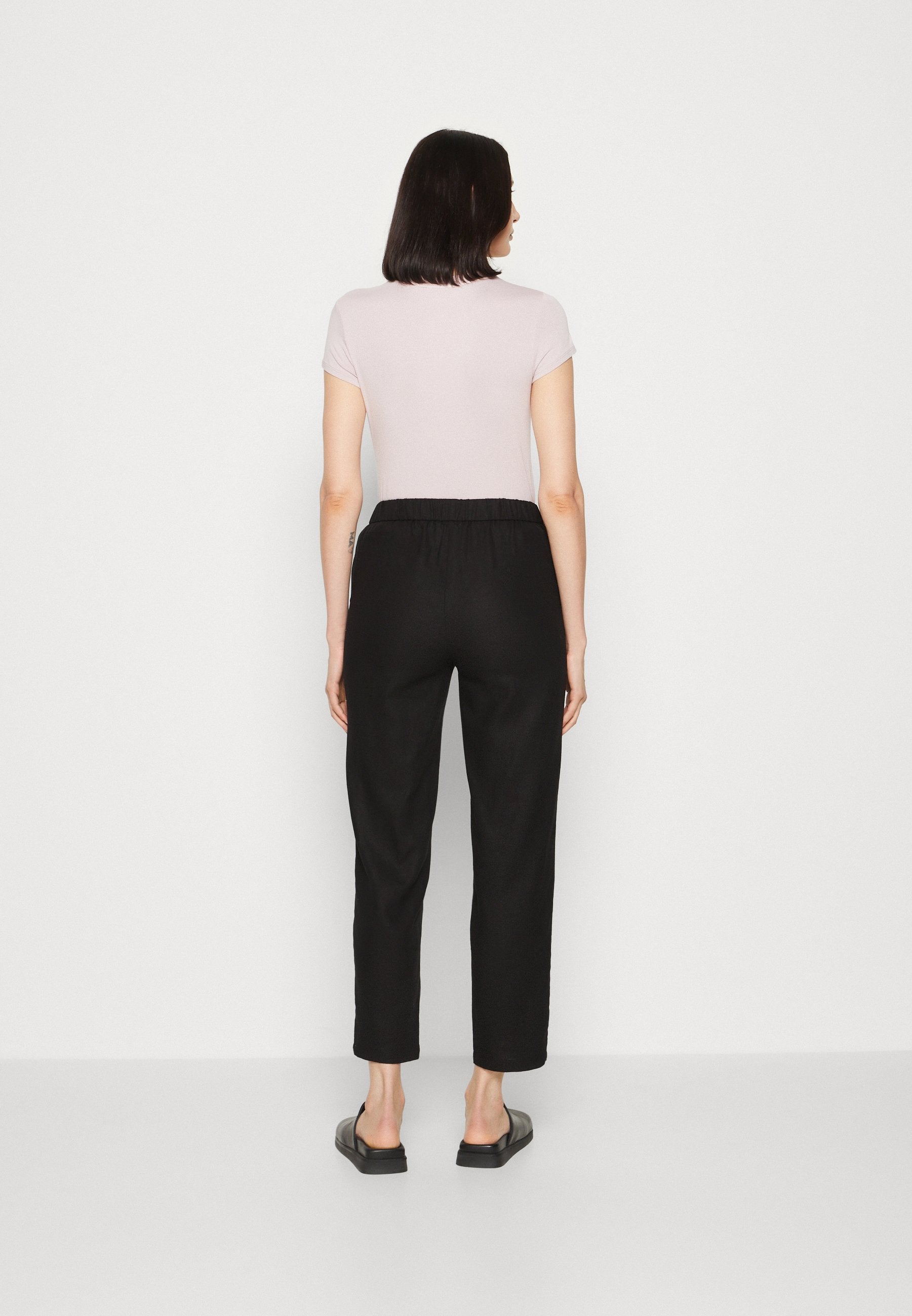 Anna Field Linen Mix - Trousers - Black