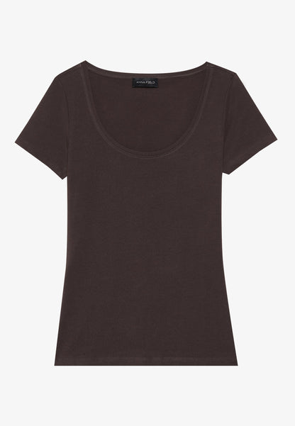Anna Field 5 PACK - Basic T-shirt - Chocolate Torte/cub/warm Taupe/light Beige/egret