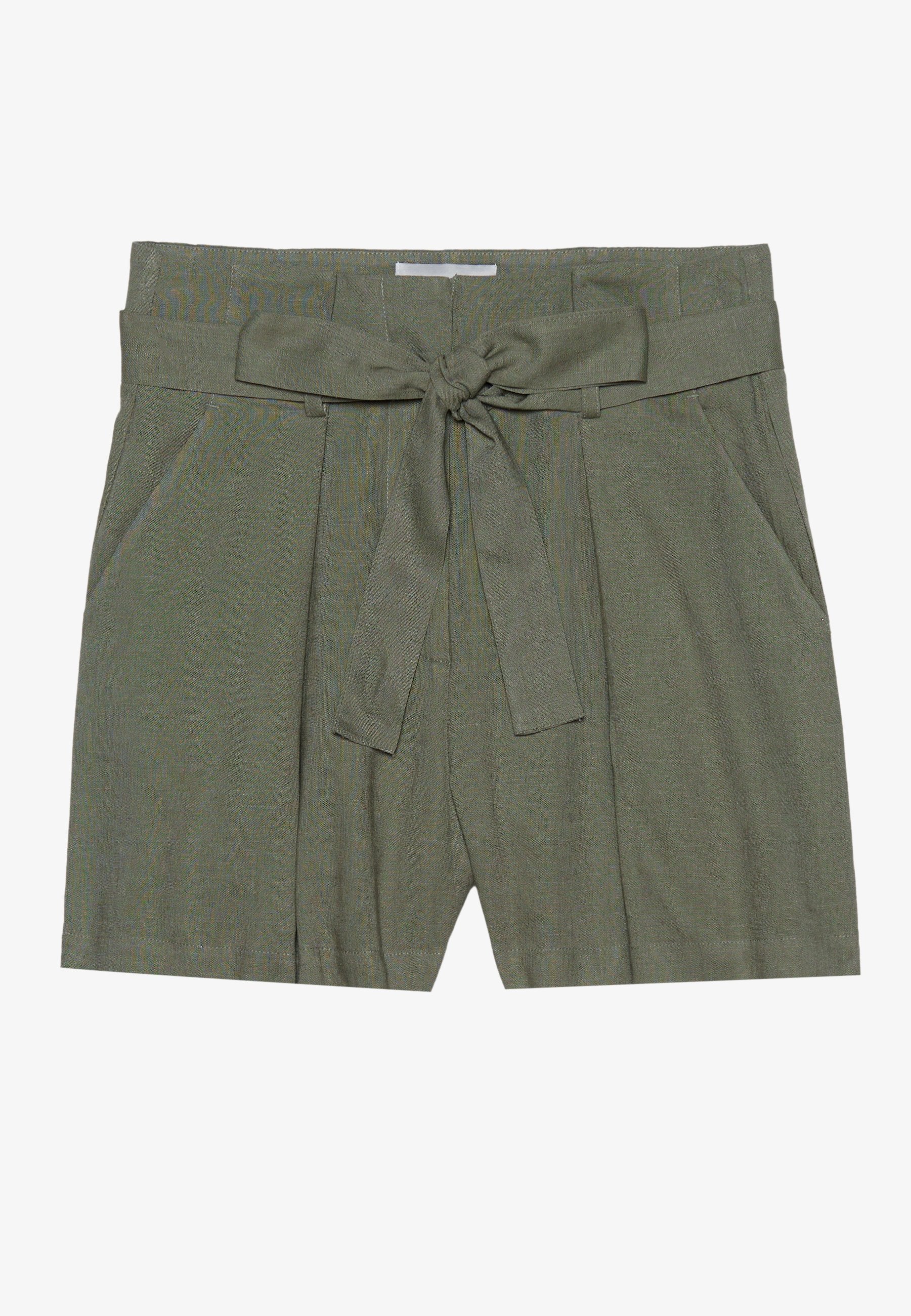 Anna Field NATURAL LINEN/VISCOSE MIX TIE WAIST SHORTS - Shorts - Olive