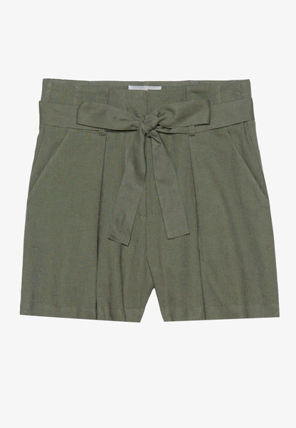 Anna Field NATURAL LINEN/VISCOSE MIX TIE WAIST SHORTS - Shorts - Olive