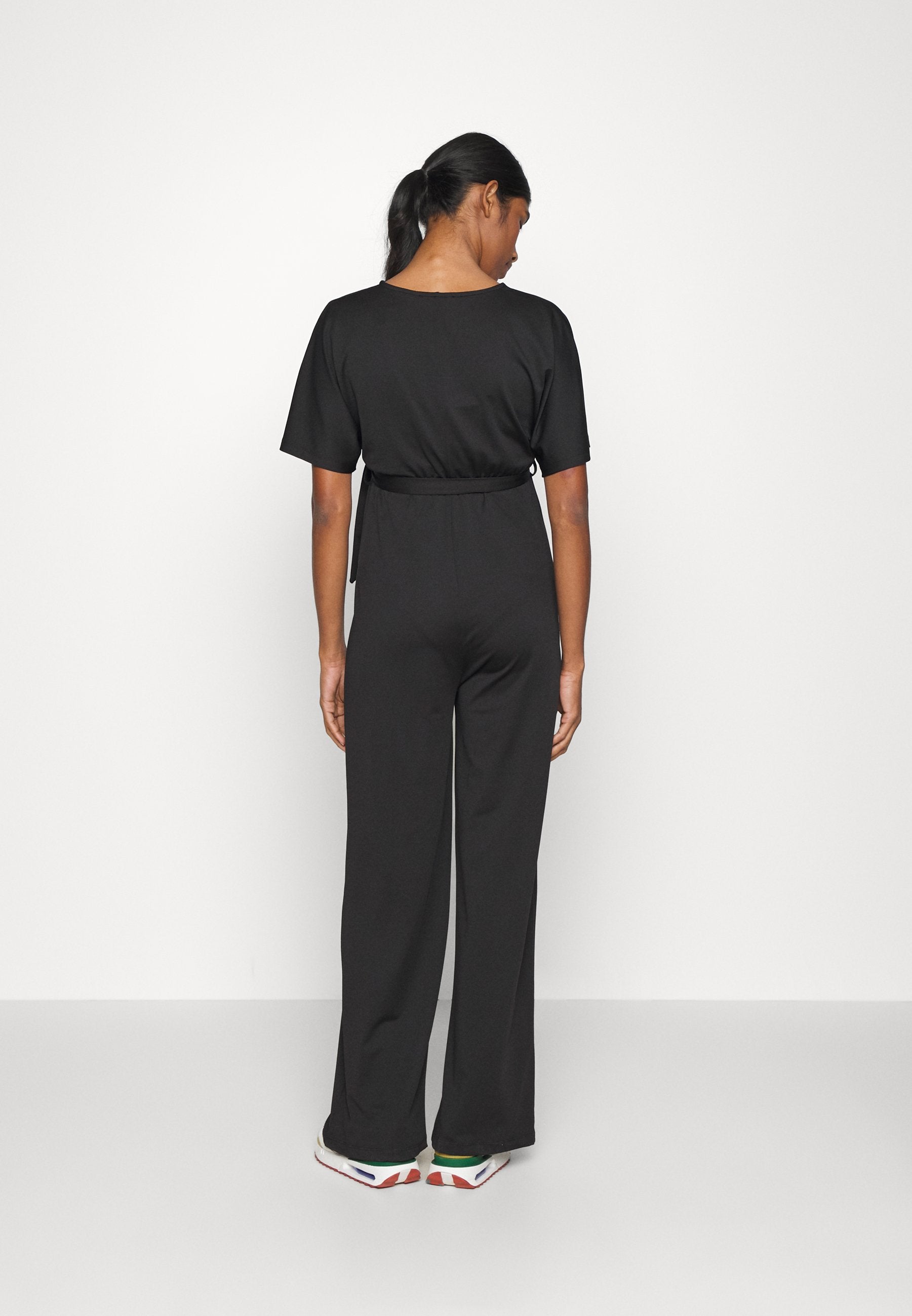  Short Sleeve Wrap Jumpsuit - Jumpsuit - Black