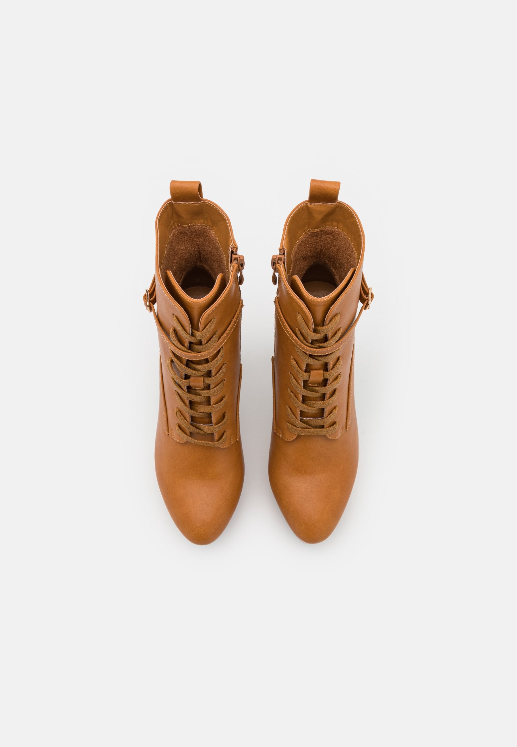 Anna Field Lace-Up Ankle Boots - Cognac
