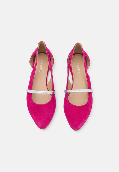Anna Field Leather - Ankle Strap Ballet Pumps - Pink