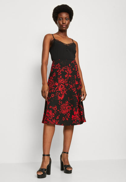 Anna Field A-Line Skirt - Red/Black
