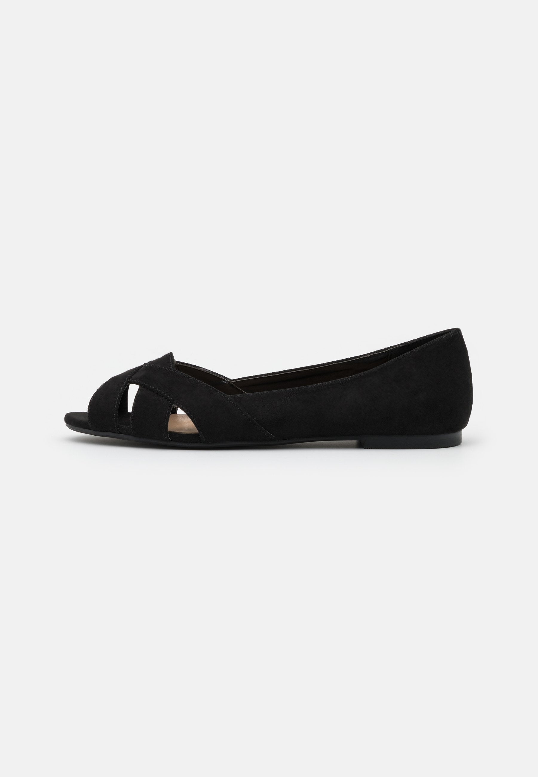 Anna Field Peeptoe Ballet Pumps - Black
