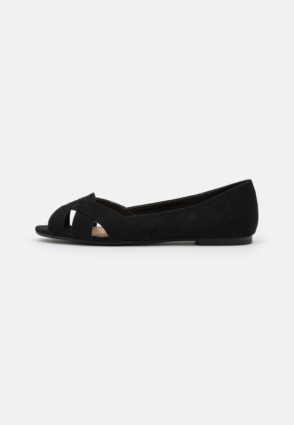 Anna Field Peeptoe Ballet Pumps - Black